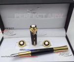 Perfect Replica - Montblanc Princess Black And Gold Fountain Pen And Gold Cufflinks Set